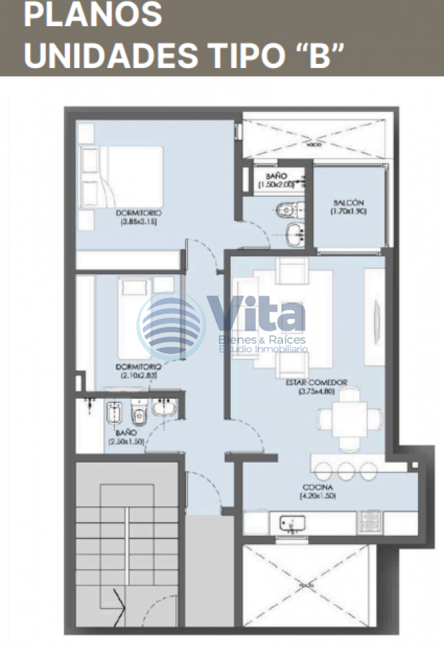 DEPARTAMENTO EN VENTA 2 DORM -EDIFICIO MADROÑO 3°Piso