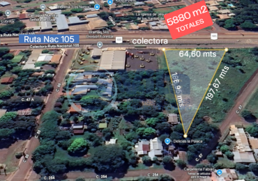 TERRENO EN VENTA SOBRE COLECTORA (RUTA NAC 105 GARUPA)